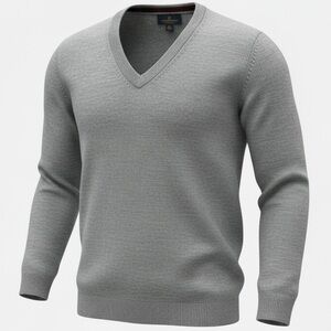 Brooks Brothers Men’s V-Neck 100% Soft Merino Wool Sweater Gray Size XL